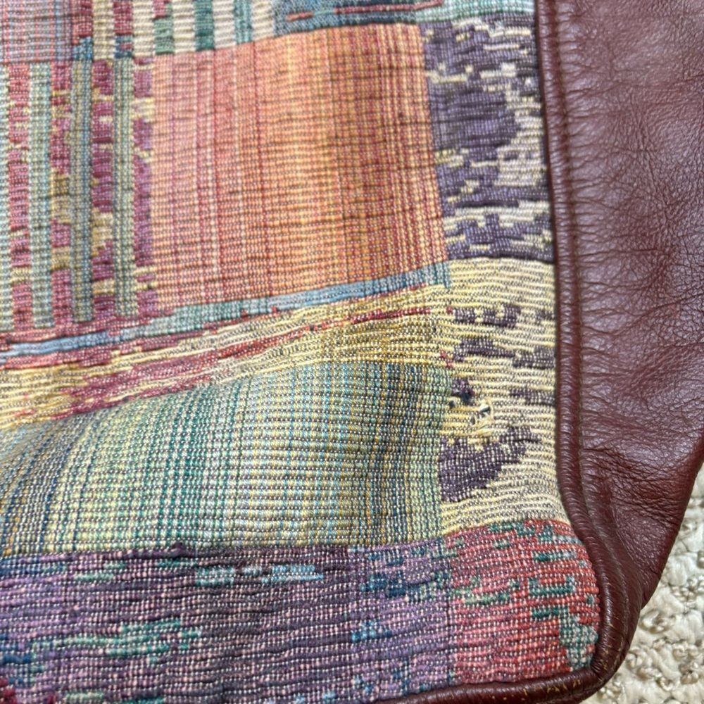 Vintage Deep Red Leather and‎ Patchwork Shoulder … - image 7